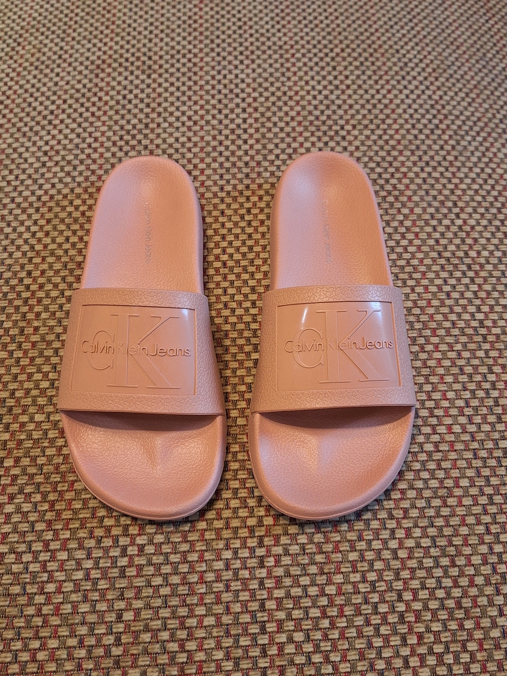 Calvin Klein Jeans Blush Pink Logo Slide Sandals